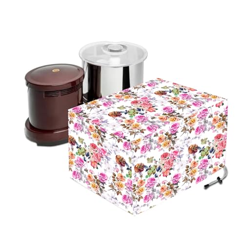Image of HomeStore-YEP Dust Proof Water Proof Nonwoven Laminated Wet Grinder Cover for Table Top 2 Litre Ultra Perfect Plus, Perfect S Wet Grinder White Flowers