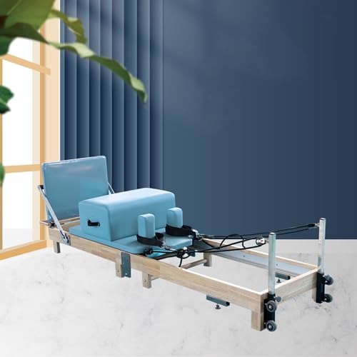 DJXIK Foldable Pilates Body Shaping Training Bed, Workout Stretching Yoga Training Dual Track Sliding Bed Fitness Equipment, Suitable for Commercial and Home Gym Training Equipment.