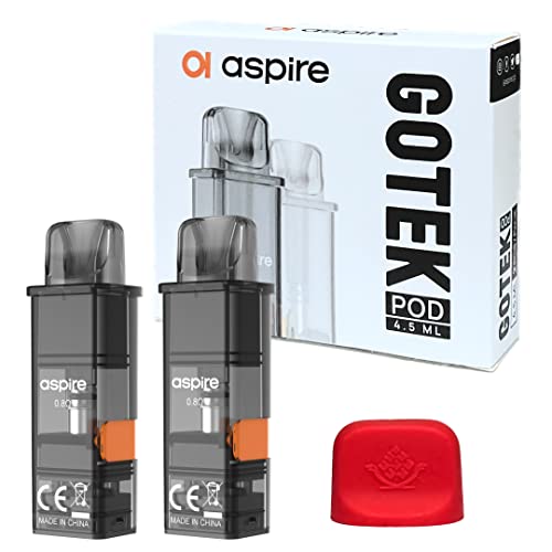 Aspire GOTEK X/S 交換用 カートリッジ 1箱(2個入り) &シリコンキャップセット (レッド)