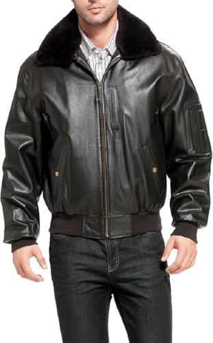 Mens WW2 B15 Air Force Flight Black Real Leather Bomber Aviator Jacket
