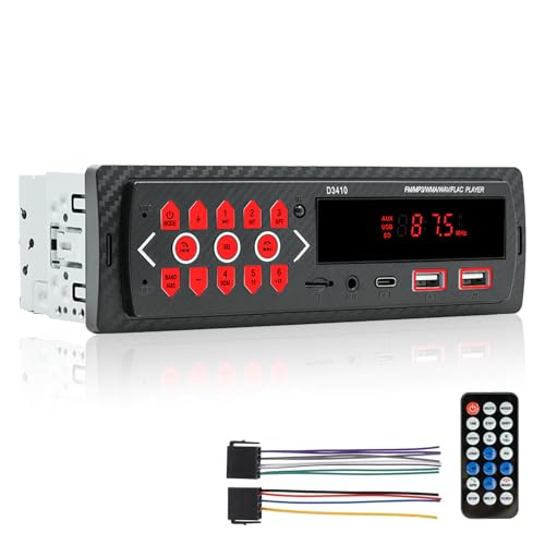 ePathChina Audio para coche Bluetooth Single DIN estéreo, 12 V LED Radio de coche reproductor MP3 con manos libres, USB dual, asistente de voz, control de aplicación, compatible con FM/MP3/WMA/FLAC