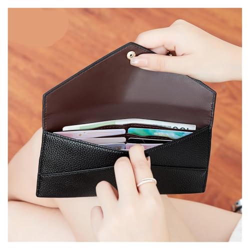 Women's Long Purse Theft Purse for Women, Lychee Print Soft Leather, Envelope Long Wallet, Ultra-Thin Portable Hand Bag for Women,Brown4
