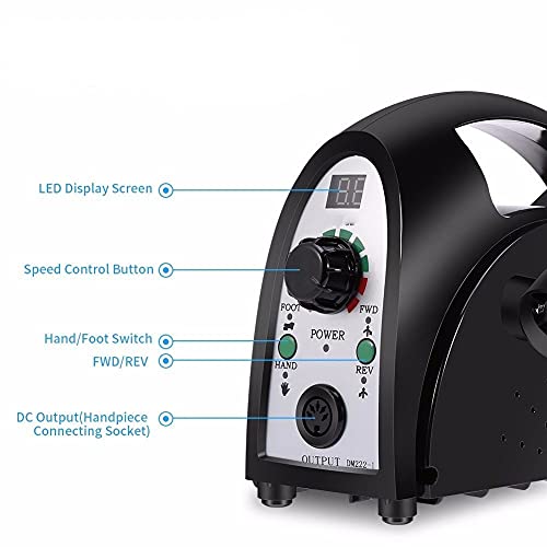 Wiertarka do paznokci Zestaw manicure maszyny do wiercenia elektrycznego 35000 rpm 65W NAS Wtyczka RPM. Moc o dużej prędkości(Nero)