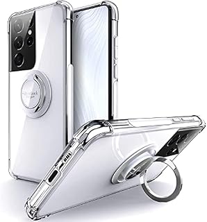 Silverback Designed for Galaxy S21 Ultra Case, Samsung S21 Ultra Minimalist Case with Ring Kickstand, Transparent Slim Shockproof TPU Bumper Cover for Galaxy S21 Ultra - Clear