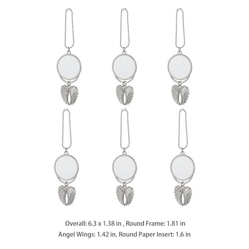 Image of OMISTAR 6 Pcs Angel Wings Sublimation Keychain Blanks, Sublimation Blank Pendant with Hanging Chains, DIY Heat Transfer Photo Frame Ornaments, Alloy Car Hanging Ornament for Personalized Decoration