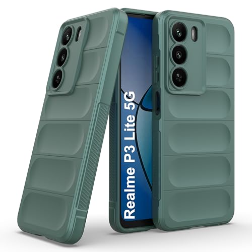 Image of Zapcase Back Case Cover for Realme P3 Lite 5G | Compatible for Realme P3 Lite 5G Back Cover | Liquid Silicon Magic Case with Camera Protection | Dark Green