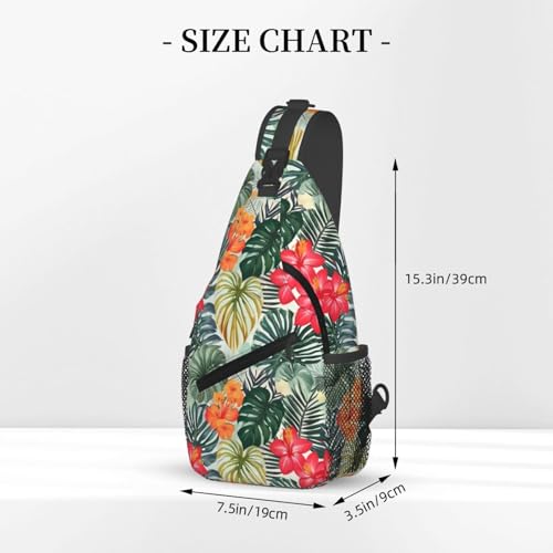 Mochila bandolera sling con estampado hibisco miniatura 3