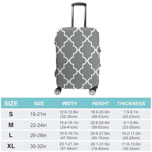Carry on Luggage Cover Quatrefoil Grey Suitcase Covers for Luggages Tsa Approved Travel Luggage Sleeve Protector Elastic Suitcase Protector Anti-Scratch Washable Fits 19-30 Inch Case -L2
