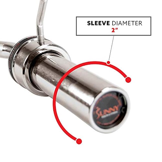 Sunny Health & Fitness 48 Olympic Super Curl Bar with Ring Collars Strength Training Bar for Traps, Deadlifts, Squats and More - OB-48