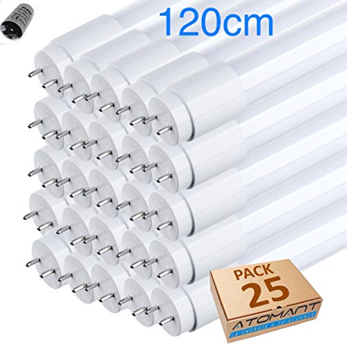 (LA) 25x Tubo LED 360 degrés, 120cm, blanc (6500K). Standard T8 G13 - 18w - 1800 lumens réels! Démarreur LED incluido.