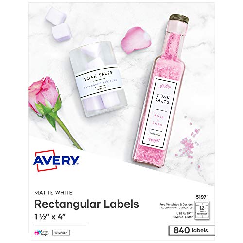 Avery Printable Blank Rectangle Labels, 1.5