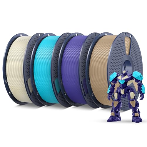 Image of SUNLU PETG Filament 1.75mm 4KG Bundle, Less Stringing and Good Layer Adhesion, 3D Printer Filament 4kg, 1kg per Spool, Pack of 4, 4 Colors,Bone White+Lavender Purple+Cyan+Oak.