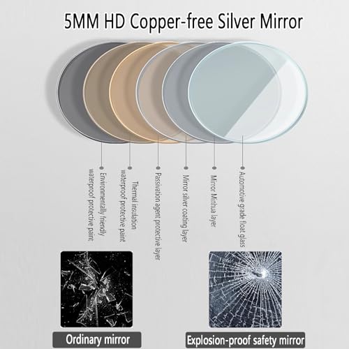 Miroir mural intelligent à LED tricolore et intensité variable pour douche - 6