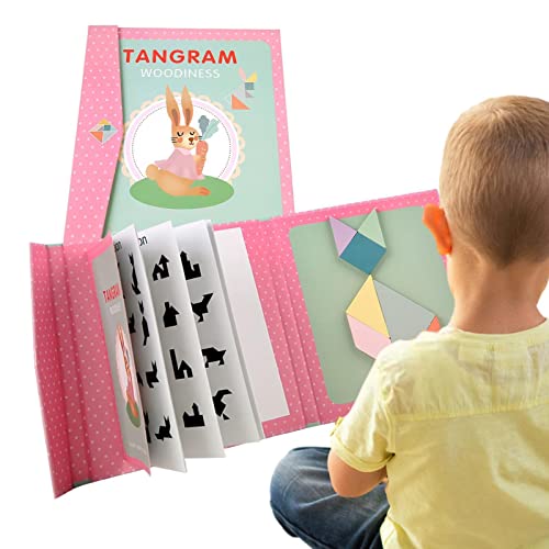 Jouet Tangram magnétique - Puzzle d'intelligence d'apprentissage Montessori en Bois,Jeux de Voyage Activités de Voiture Jouet éducatif Tangram magnétique Yatoiasu