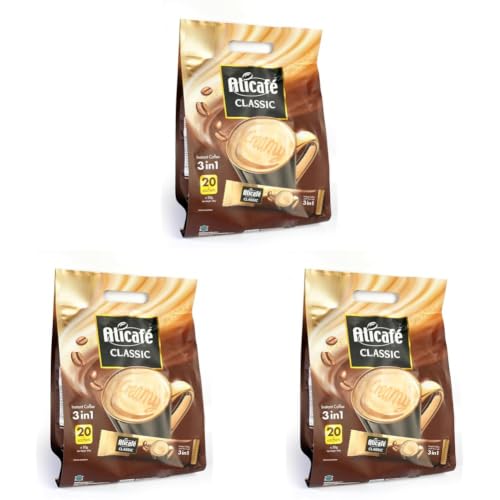 Image of Alicafe Classic Instant Coffee 3 in 1 Ground Coffee Creamy Premix 20 Sachets 400gm (Pack of 3)