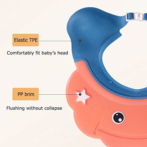 Image of 2 Pieces Baby Shower Cap Shield Toddler Bathing Hat Adjustable Shower Visor Cap Infants Bath Ears Head Protection Safe Shampoo Shower Cap Guard Soft Washing Hair Shield Hat for Kids Boys Girls 6M-6Y