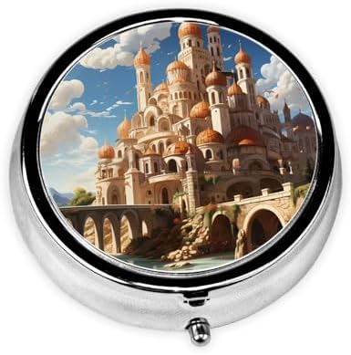 Anime Castle Sky Portable Pill Box, can be Put into Wallet, Pocket, Lightweight Square 3 Compartment Pill Box, Convenient, Mini Round Pill Box image 3