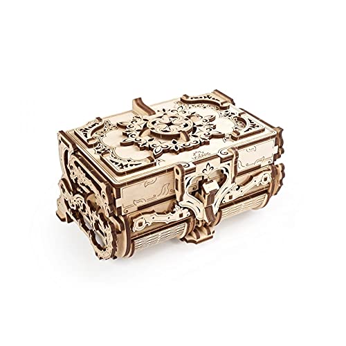UGEARS Schatulle 3D Modellbausatz Holztruhe-3D Holzbausatz Schatzkiste-3D Puzzle Erwachsene Box (Antik-Schatulle) – Bild 2