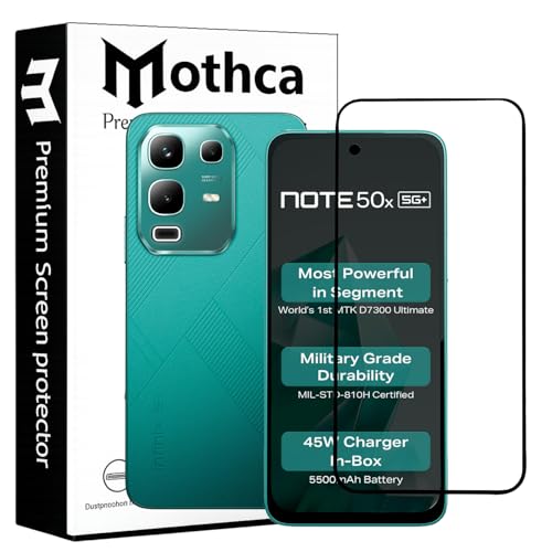 Image of Mothca Military-Grade Tempered Glass Screen Protector Compatible for Infinix Note 50X 5G+ with Edge to Edge Coverage - Case Friendly, Anti-Scratch & Bubble-Free Installation Kit