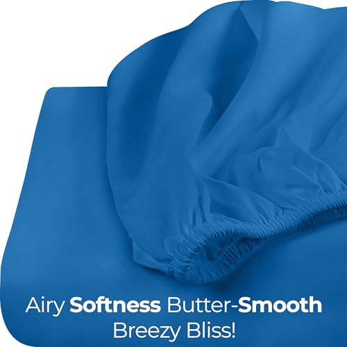 Image of Utopia Bedding Queen Fitted Sheet - Bottom Sheet - Deep Pocket - Soft Microfiber - Shrinkage and Fade Resistant - Easy Care -1 Fitted Sheet Only (Dusk Blue)