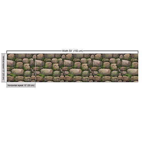 Image of Ambesonne Nature Fabric by The Yard Stones Covered with Moss Rock Formation Forest Peaceful Theme Water Resistant Outdoor and Indoor Fabric for Furnishing Sewing Hobby DIY Projects 2 Yards Brown Green