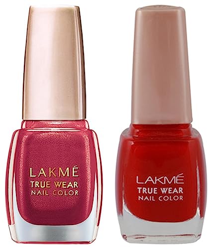 Image of Lakme True Wear Nail Color, Shade 506, 9 ml and Lakme True Wear Nail Color, Reds & Maroons 404, 9 ml