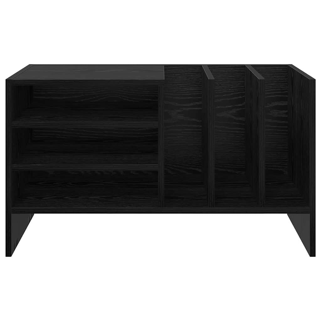 Armario para discos de vinilo, aspecto de roble negro, 78,5 x 35 x 45 cm, con 6 estantes, mueble multimedia versátil para vinilo, CD, DVD, sala de estar y cine en casa