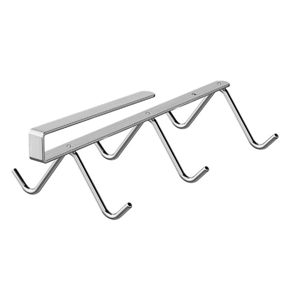 UDSKNV[KSL Coffee Cup Mug Holder 6 Hook 304 Stainless Steel Multifunctional Kitchen Utensil Storage Hook Without Drilling Rack