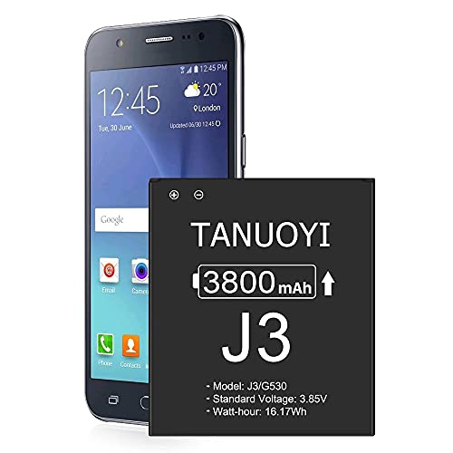 [3800mAh] Battery for Galaxy J3 Battery Replacement Samsung Galaxy J3 Battery J327 J320 EB-BG530BBU/ Galaxy On5/ Galaxy Grand Prime SM-G530 J5 Battery Li-Polymer High Capacity BatteryTANUOYI