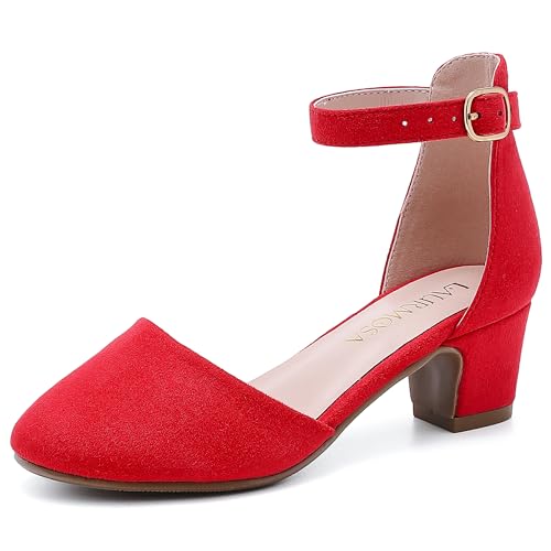 Image of LAURMOSA Girls Dress Shoes Closed Toe Pumps High Heels for Little Big Kid