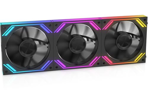 G120Pro 120mm Reverse Blade ARGB Case Fans, Daisy-Chain, Infinity Mirror Lighting, 1850RPM, 68CFM, Hydro Bearing, for Computer Case and Radiator, Black