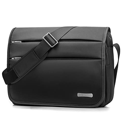 YOODI Große Umhängetasche Herren Schwarz Laptop Umhängetasche Herren 17-17.3 Zoll Messenger Bag Schultertasche aus Oxford Wasserdicht Herrentasche zum Umhängen Business Arbeitstasche