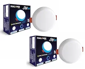 Halonix 3 in 1 STYL 8W White & Blue Color Changing led downlighter | Switch on - Off to Change Color (Front lit- Cool White | Side lit- Blue | Side- Blue/Front - Cool White)| Pack 2