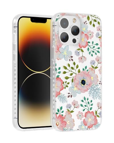 Coque iPhone 13 Pro antichoc de qualité militaire anti-jaunissement motif floral