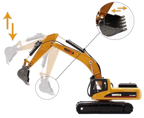 Gemini&Genius Tracked Excavator Toy for Kids, 1/50 Scale Diecast Digger Construction Toy, Metal Vehicle Model with 360° Cabin Swivels, Great Gift, Playing Sand, Room Decoration and Collection for Kids - Image 5