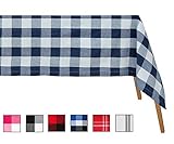 Mantel Buffalo Check Navy y crema: mide exactamente 63 X 109 en escala con Buffalo Plaid Check y piel suave, procesada en manos por expertos diseñadores de cuadros.