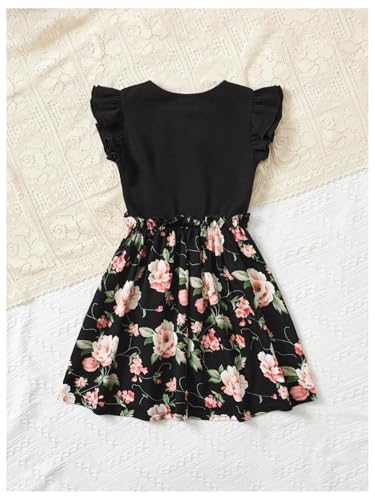Floerns Girl's Floral Sleeveless Ruffle A Line Dress Crew Neck Vacation Short Dresses2