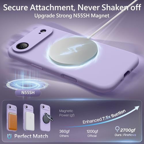 Image of FireNova Magnetic for iPhone Air Case, Compatible with MagSafe, [Integrated Silicone Camera Control Button] [Camera Protection] Microfiber Lining Phone Case for iPhone 17 Air, 6.5 inch, Clove Purple