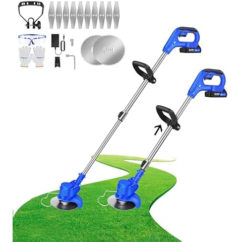 ANSIMIDA 21V Cordless Grass Trimmer with Adjustable Head Cover