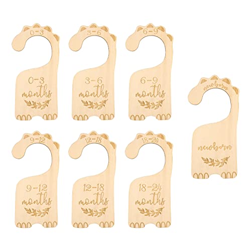 Image of SAVITA 7pcs Wood Closet Dividers, Clothes Size Dividers Baby Cloth Organizers Baby Clothes Sorting Tags for Baby's 7 Periods, Boy Girl Nursery Decor