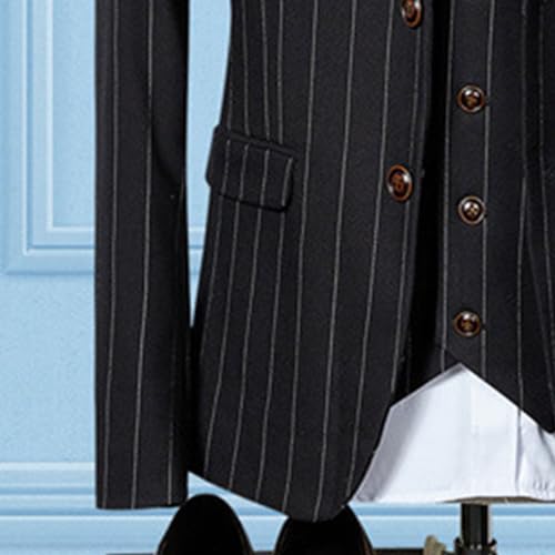 Men's Striped Slim Fit 2 Button Suit Pinstripe 2 Piece Wedding Prom Suit Stripe Business Jacket Pants for Men4