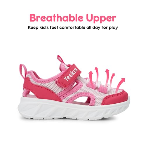 Image of YESKIS Toddler Boys Girls Sport Sandals Outdoor Athletic Hiking Running Tennis Barefoot Shoes Lightweight Closed Toe Adjustable Strap for Toddler and Little Kids