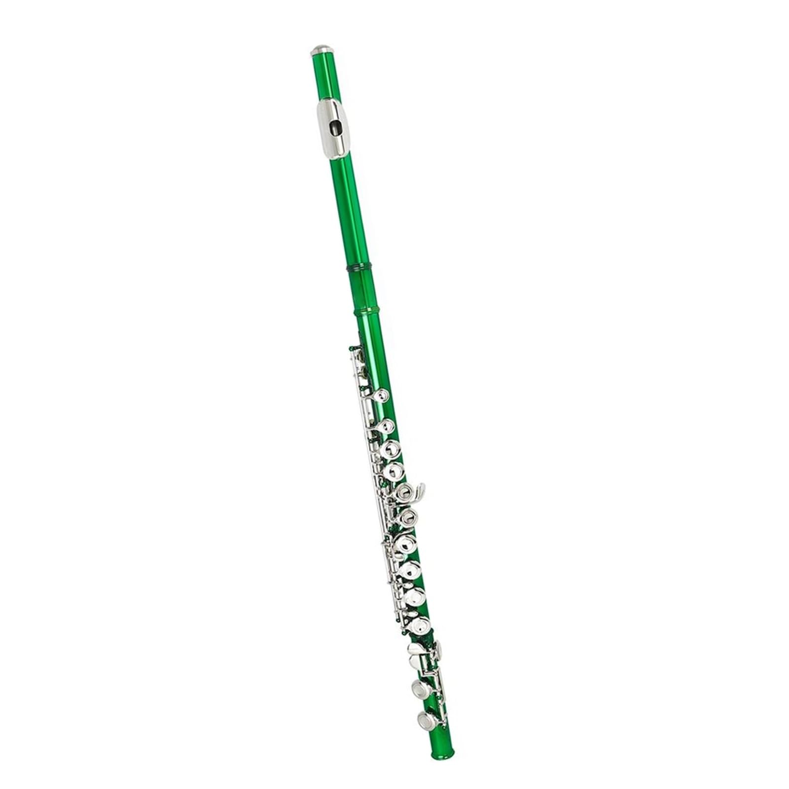flet prosty Flet krzyżowy 16 otworów zamknięty otwór zielony flet C miedziany nikiel instrument dęty drewniany z częściami i akcesoriami do fletu