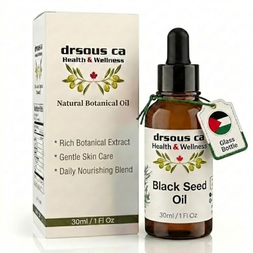 Drsous Black Seed Oil 30ml | 100% Pure Cold Pressed Black Cumin Seed for Face Hair and Skin Care | Nourishing Oil for Scalp Beard | Glass Bottle | Made in Palestine