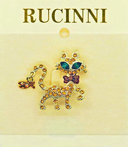 Rucinni Yellow Cat Brooch Gold Plated Preciosa Crystals (30121Tz) #TOP1