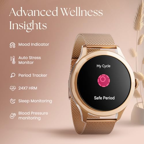 Image of Fastrack Noir Pro 1.19 inch Super AMOLED Metal Smart Watch with 1000 Nits Brightness, BT Calling, 24 /7 Health Suite, Functional Crown, Zinc Alloy Case - Smartwatch for Women (Silver)