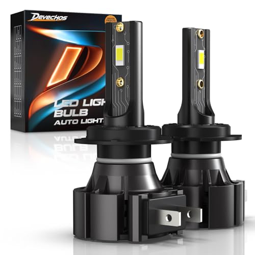 Devechos H7 LED Bombillas para Coches: Lámparas Faros 55W 12000LM, Kit de Reemplazo Halógena/Xenón 6000K Blanco