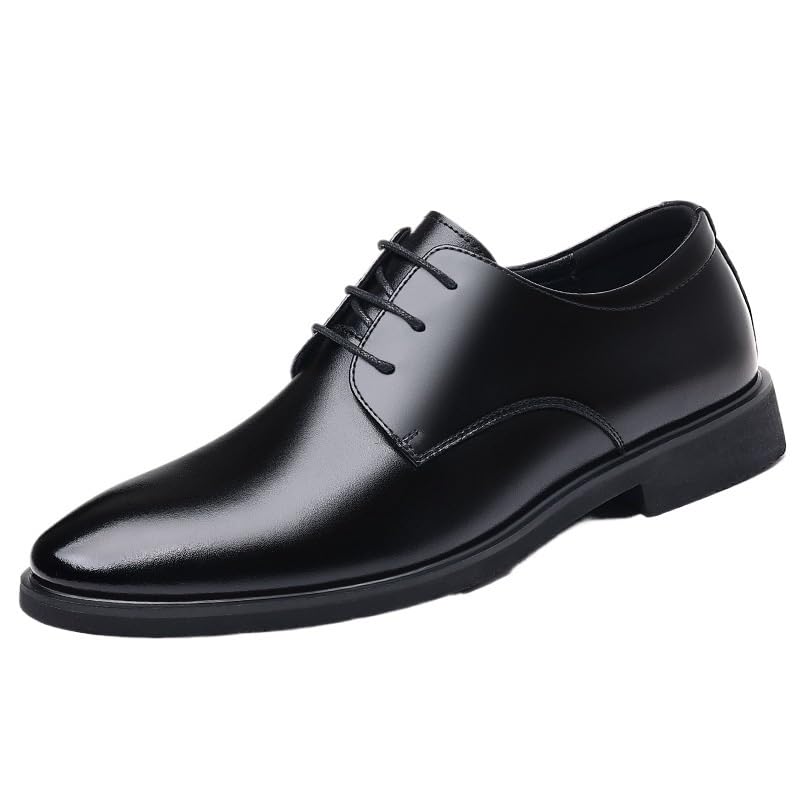 Mens Pointed Toe Oxford Dress Shoes Leather Lace Up Formal Classic Wedding Groom Comfortable Sole Design