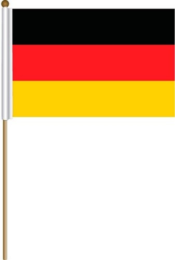 Germany Deutschland Plain Large 12 X 18 Inch Country Stick Flag Banner on a 2 Foot Wooden Stick .. Polyester ... New