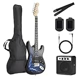 Guitarra Eletrica, BateiaPro Guitarras Adequadas para Adolescentes e Iniciantes, Violao Eletrico com Capa de Armazenamento, Conforto ao Tocar e Som Equilibrado